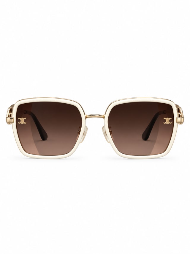 CELINE CREAM GOLD RECTANGULAR SUNGLASSES