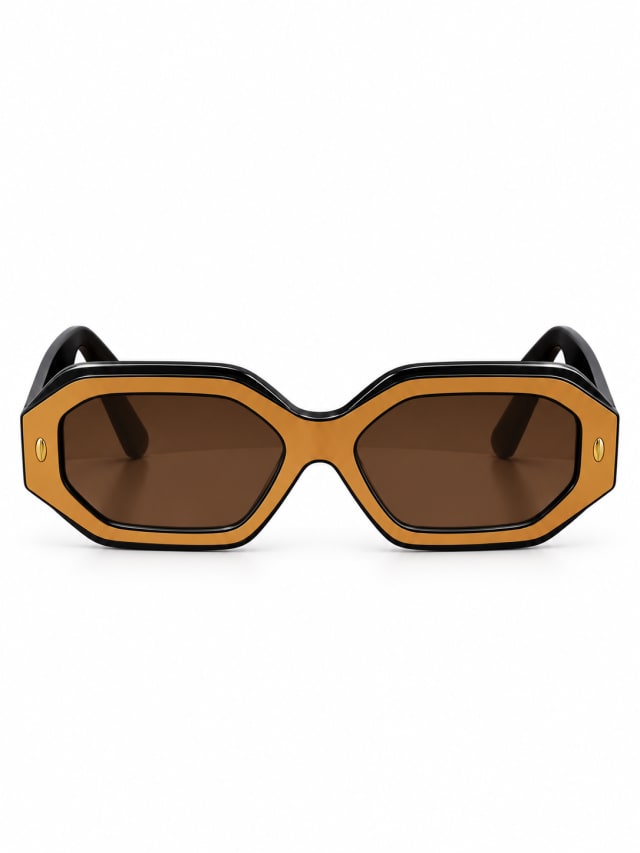 GUCCI BLACK AMBER OCTAGONAL SUNGLASSES