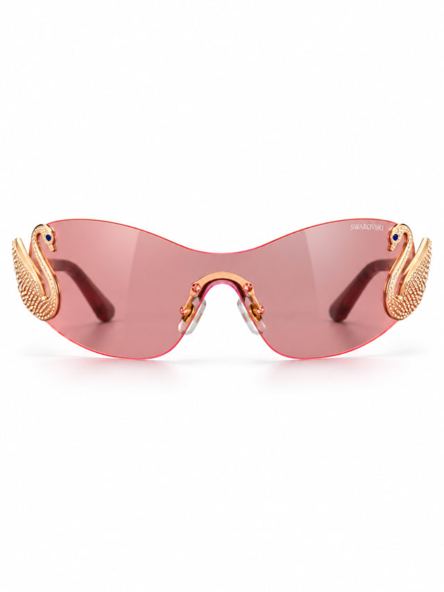 PINK RIMLESS WING DETAIL SHIELD SUNGLASSES