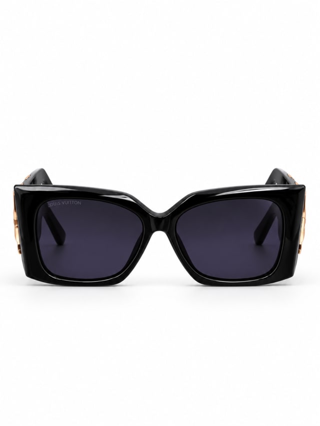 LOUIS VUITTON BLACK CAT-EYE PURPLE-LENS SUNGLASSES