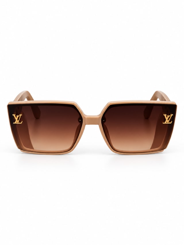 LOUIS VUITTON CARAMEL MONOGRAM-TEMPLE SQUARE SUNGLASSES