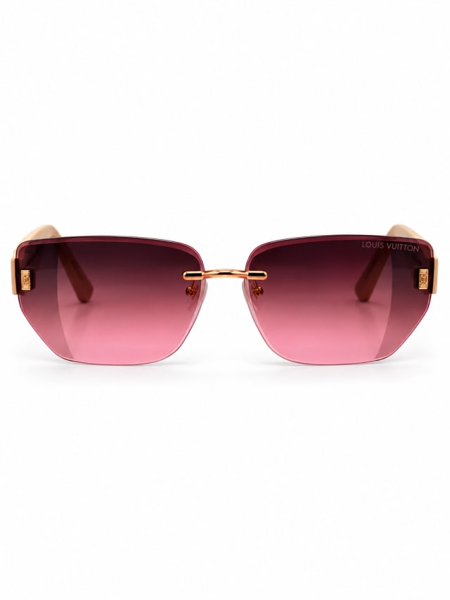 LOUIS VUITTON ROSE GRADIENT RIMLESS MONOGRAM-TEMPLE SUNGLASSES