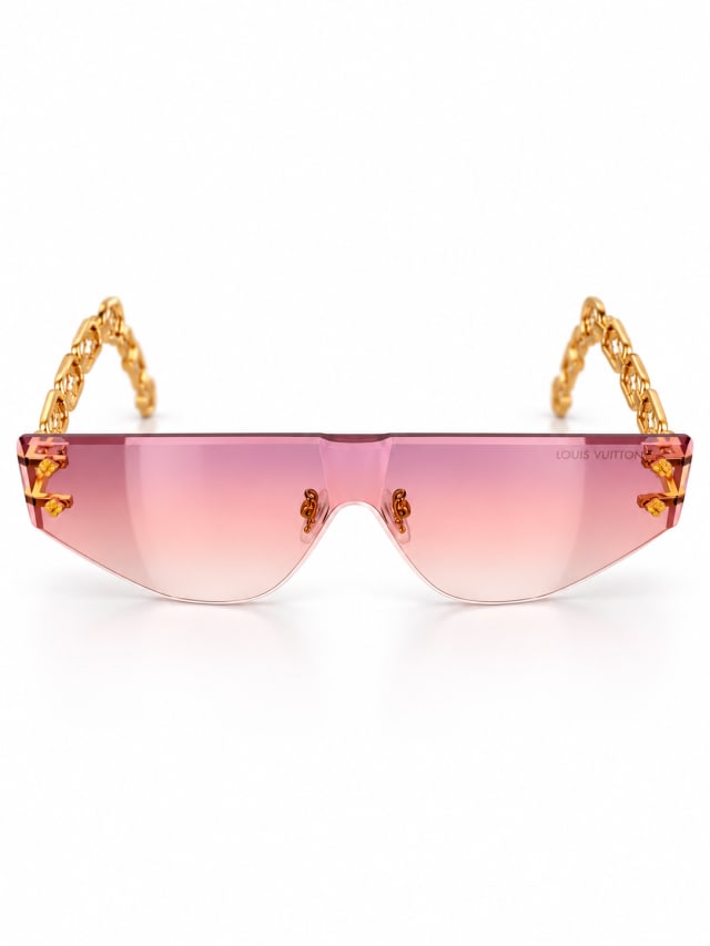 LOUIS VUITTON PINK GOLD-CHAIN SHIELD SUNGLASSES