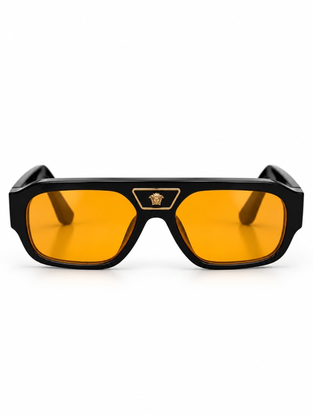 VERSACE VE4508U DOUBLE-BRIDGE SUNGLASSES (BLACK / YELLOW)
