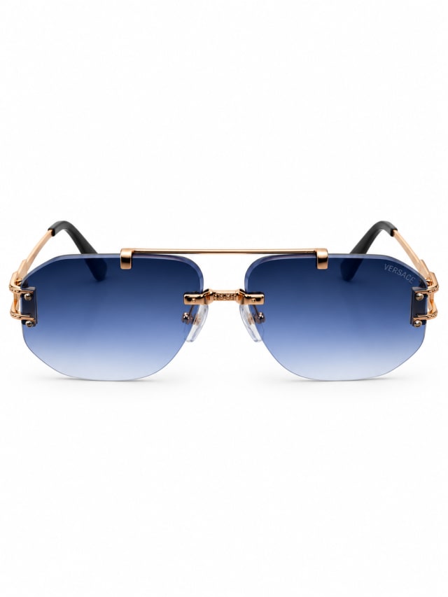 VERSACE VE2275 RIMLESS SQUARE SUNGLASSES (BLUE / GOLD)