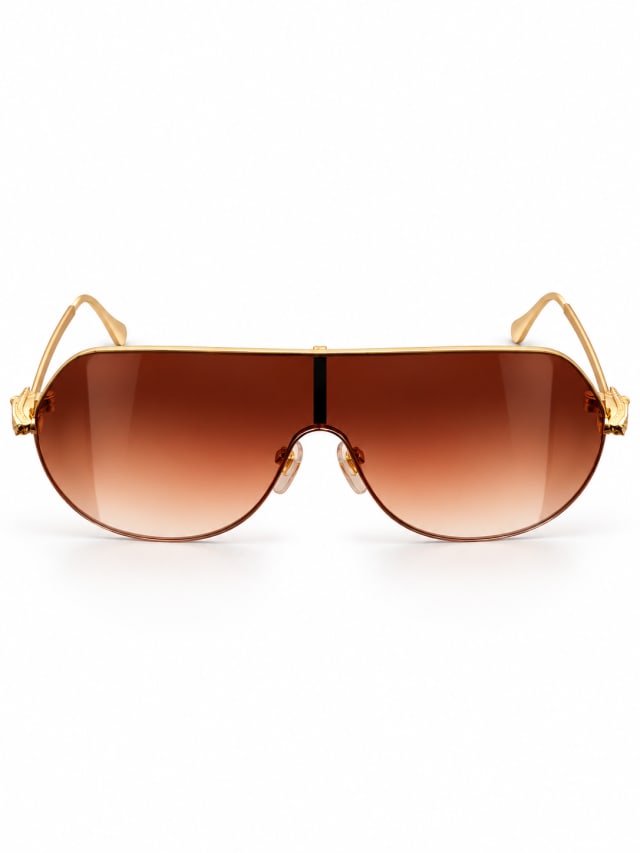 Brown Rimless Shield Sunglasses