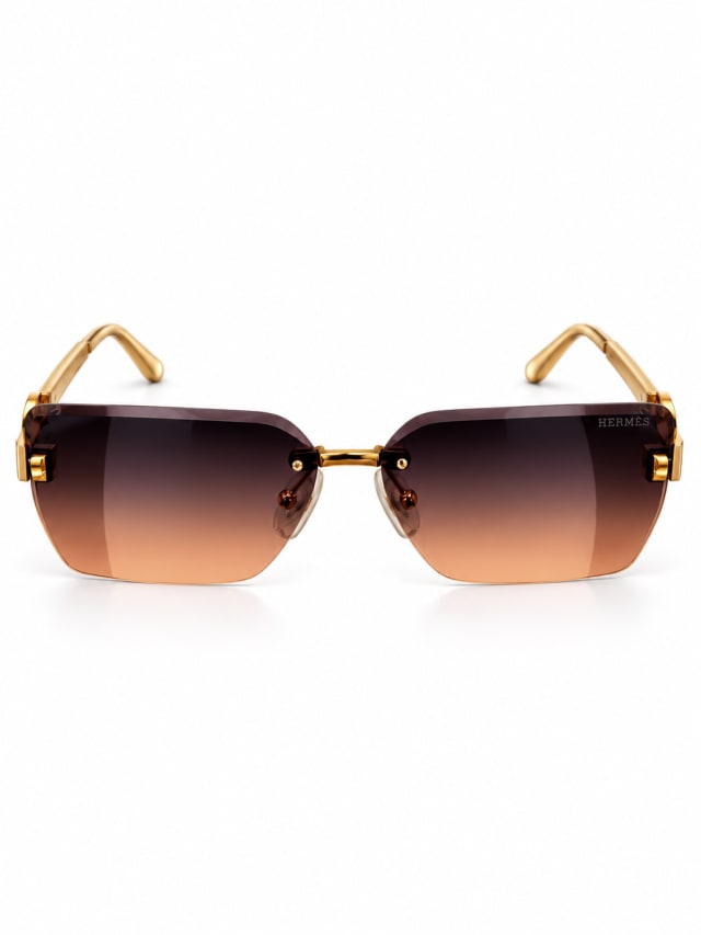 Brown Gradient Gold-Temple Sunglasses