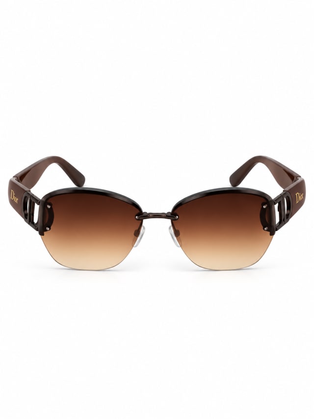 DIOR CD-LOGO OVAL RIMLESS SUNGLASSES (BROWN GRADIENT)
