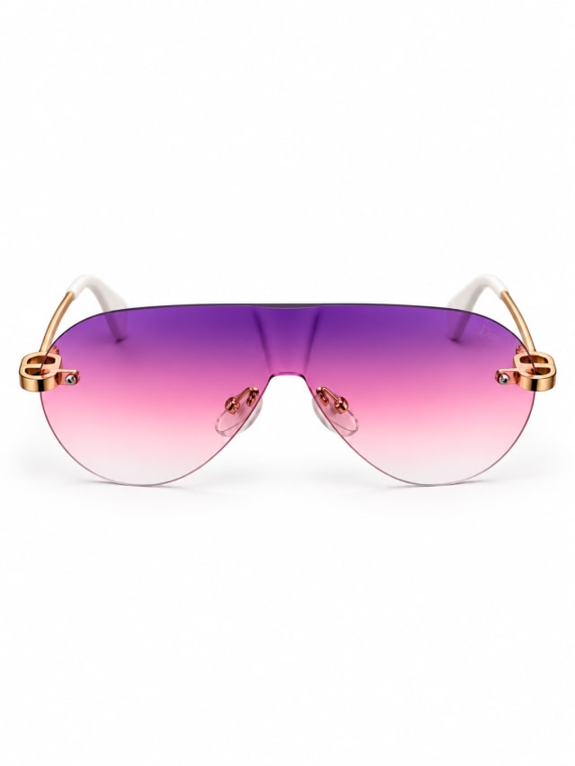 Pink Gradient Gold-Temple Shield Sunglasses