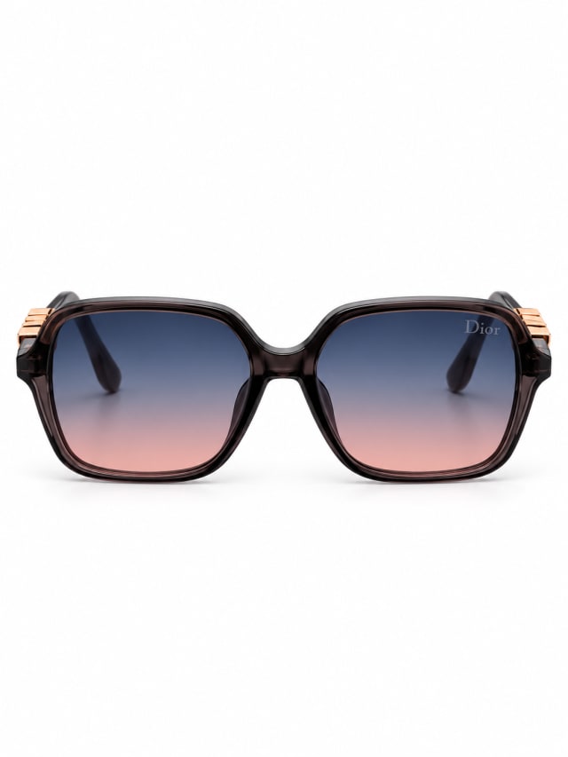 Black Rounded Square Decorative-Hinge Sunglasses