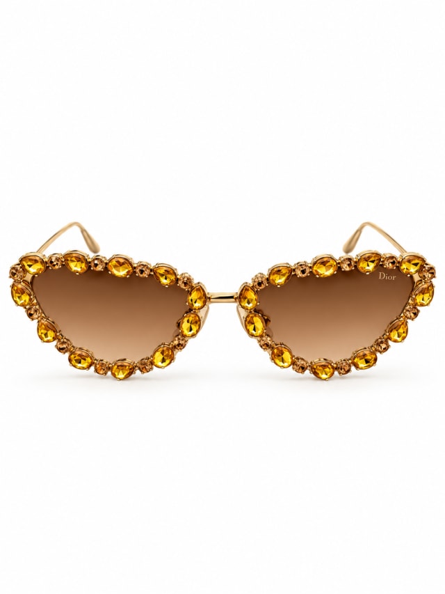DIOR AMBER CRYSTAL CAT-EYE SUNGLASSES