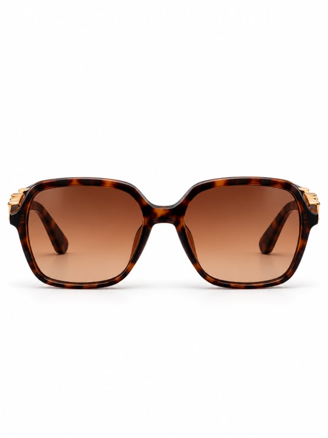 DIOR TORTOISESHELL ROUND GOLD-LOGO TEMPLE SUNGLASSES