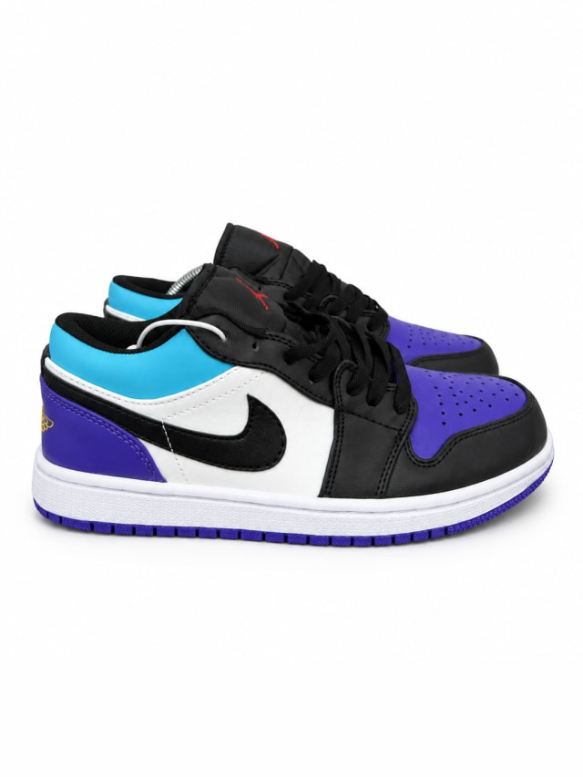 AIR JORDAN 1 LOW — BLACK / PURPLE / TEAL