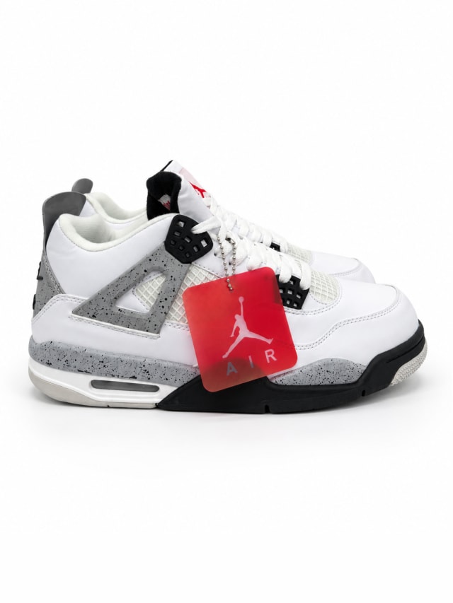 AIR JORDAN 4 RETRO WHITE CEMENT — WHITE / GREY