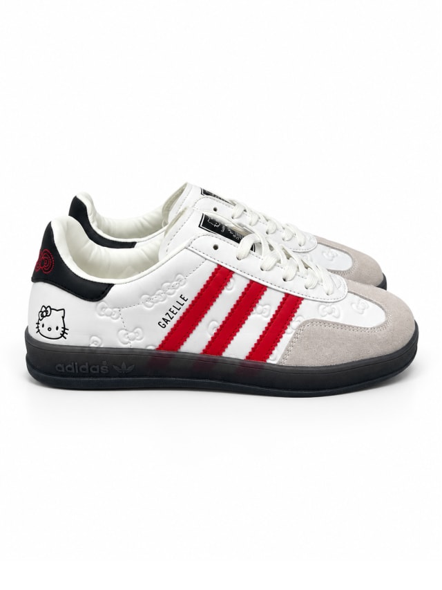 ADIDAS LOW-TOP SNEAKERS — WHITE / RED