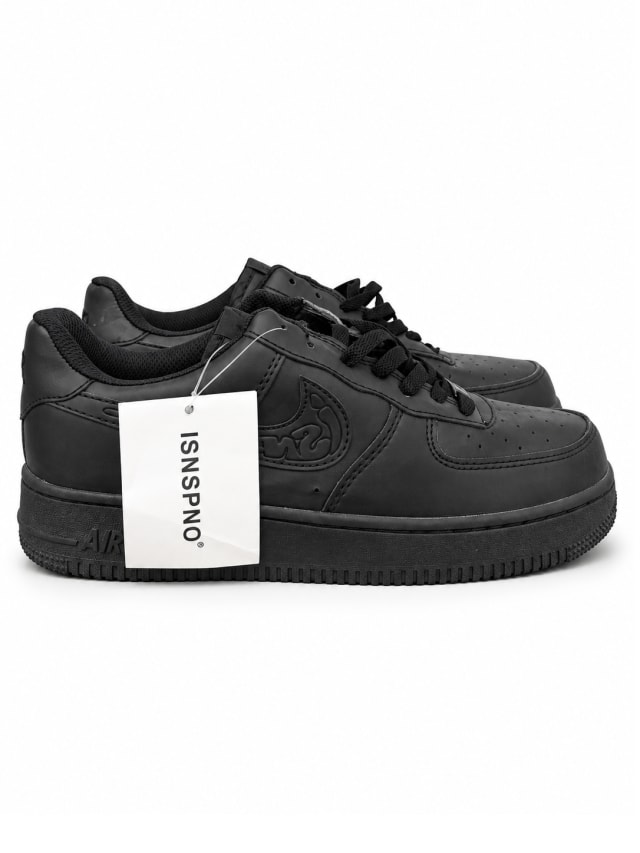 NIKE AIR FORCE 1 — BLACK PATTERNED SWOOSH