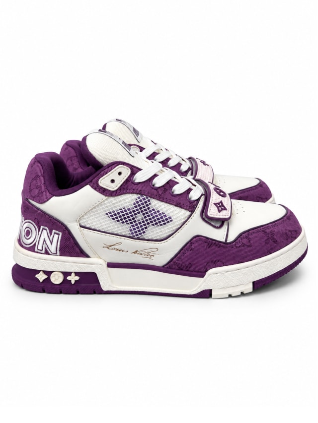 LOUIS VUITTON LV TRAINER SNEAKER — PURPLE / WHITE