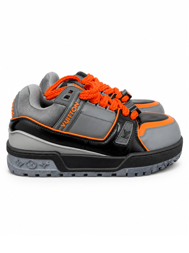 LOUIS VUITTON LV TRAINER SNEAKER — GREY / BLACK / ORANGE