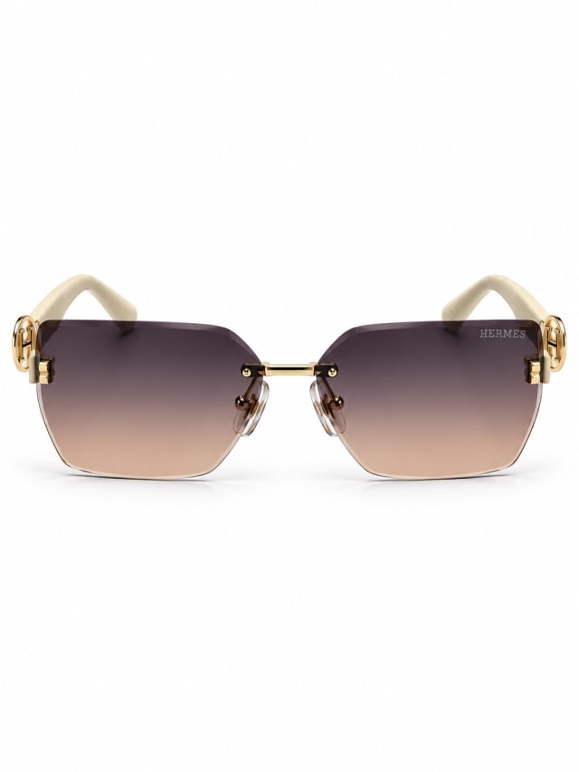 GOLD SMOKE GRADIENT RECTANGULAR SUNGLASSES