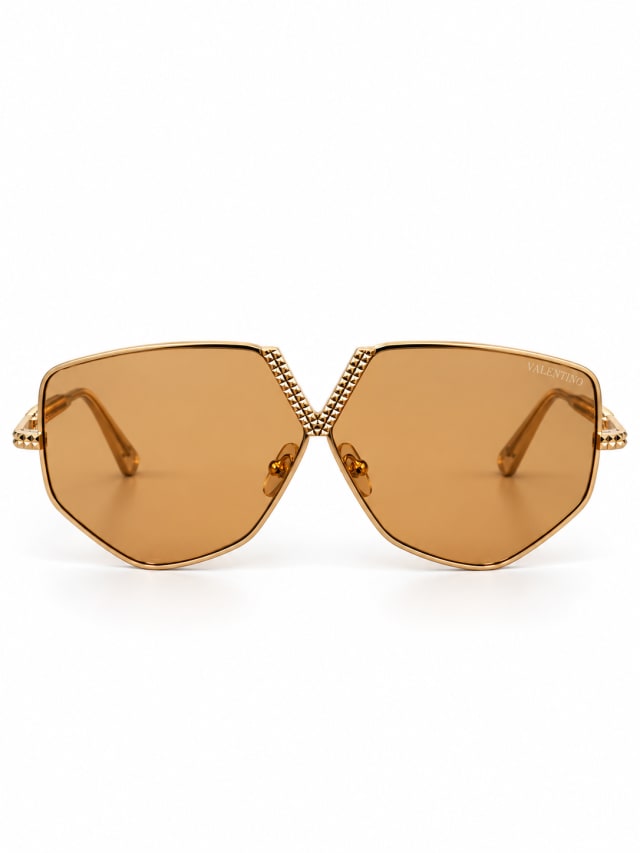 AMBER POLYGON GOLD FRAME SUNGLASSES