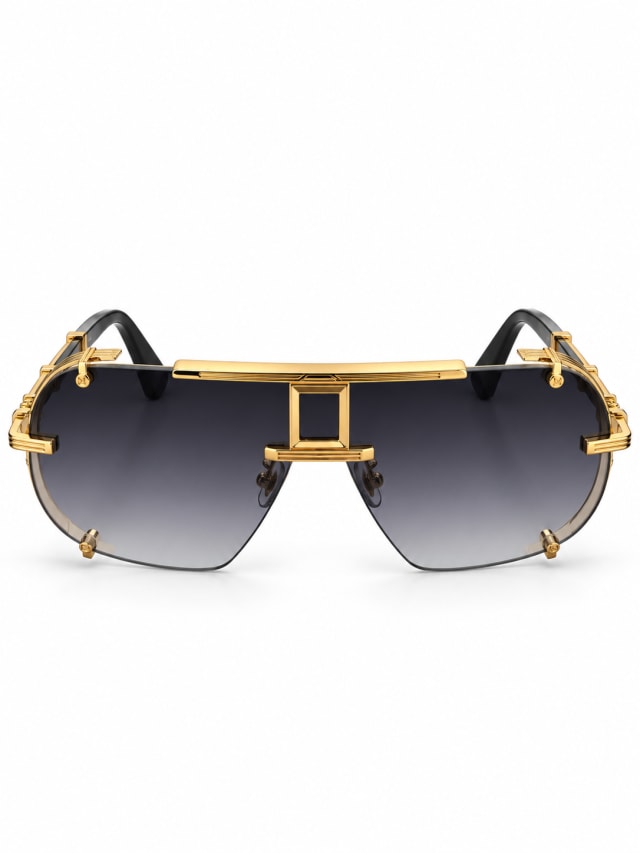 SMOKE GRADIENT GOLD HARDWARE SHIELD SUNGLASSES