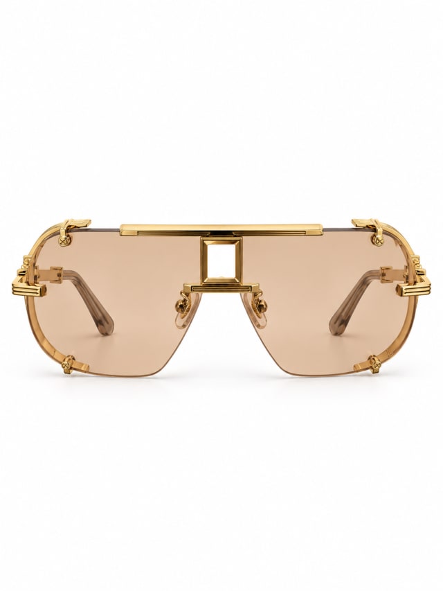 PEACH GOLD HARDWARE SHIELD SUNGLASSES