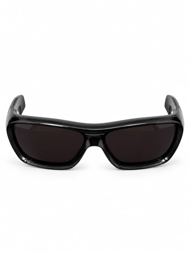BLACK BROWN RECTANGULAR SPORTS SUNGLASSES
