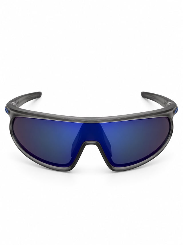 GREY BLUE MIRROR SPORTS SHIELD SUNGLASSES