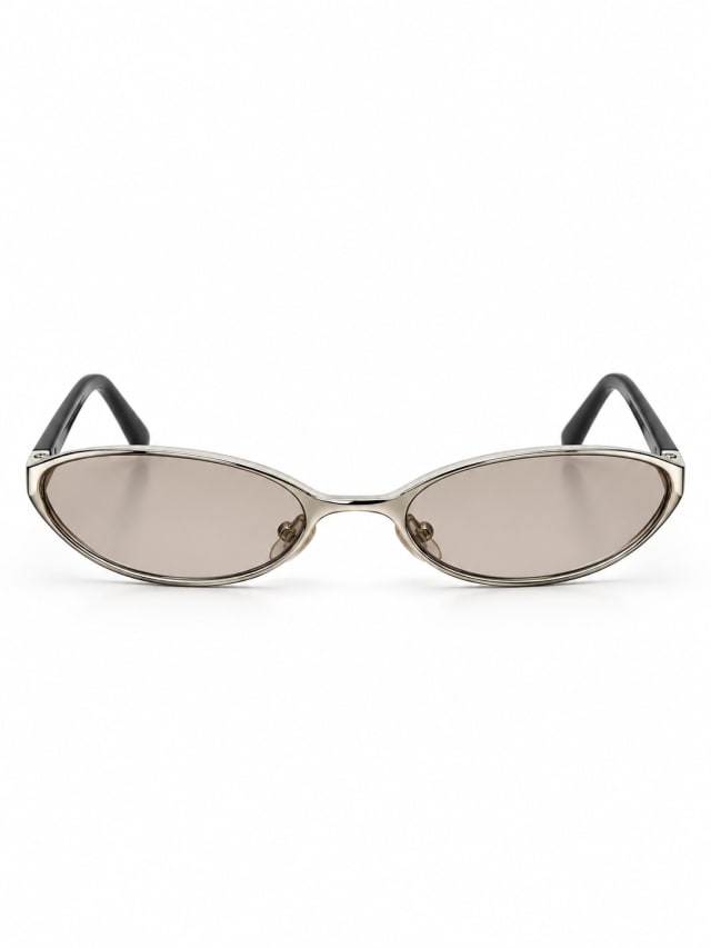 SILVER TAUPE OVAL METAL FRAME SUNGLASSES