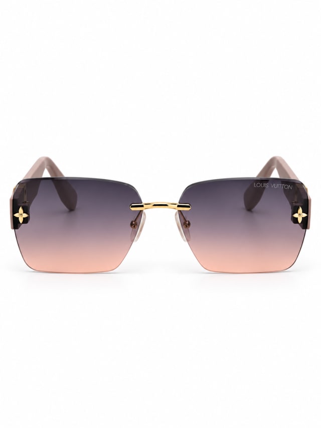 LOUIS VUITTON PINK TEMPLE RECTANGULAR RIMLESS SUNGLASSES