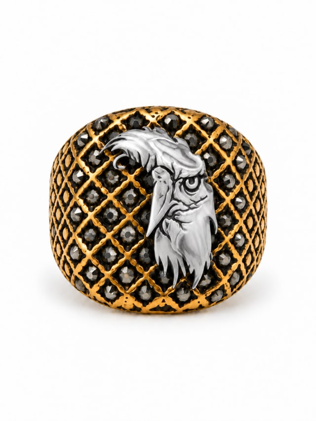 EAGLE LATTICE SIGNET RING