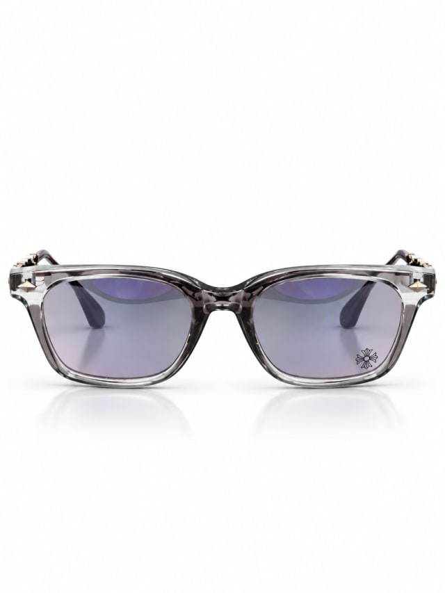 SMOKE SQUARE ORNATE TEMPLE SUNGLASSES