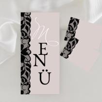 Menükarten zur Hochzeit - schwarze Spitze - Hochzeitsplaza