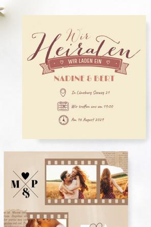 Einladung Infos Tipps - Einladungskarte Vintage - Hochzeitsplaza Kartenshop