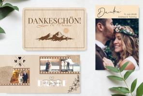 Danksagung Hochzeit - Danksagungskarte in Holz, Recycling, Vintage - Hochzeitsplaza Kartenshop Galerie