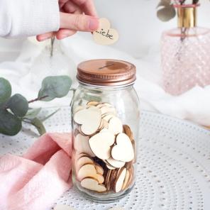 Gästebuch zur Hochzeit - Gästebuch Alternative Holzherzen Wunschglas - SalesGuide24 Marketing GmbH