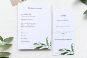 Menükarten zur Hochzeit - Greenery - Hochzeitsplaza