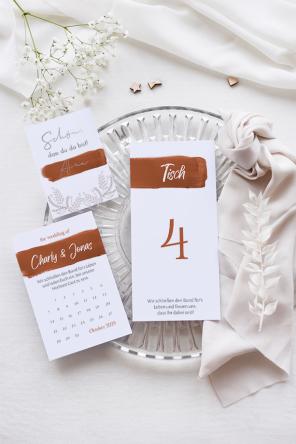 Tischkarten zur Hochzeit - Tischkarten mit Pinselstrich - Hochzeitsplaza Kartenshop
