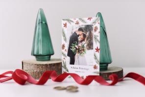 Hochzeitspapeterie - Weihnachtskarten mit Hochzeitsfotos - weiß