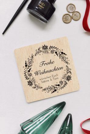 Hochzeitspapeterie - Weihnachtskarten mit Hochzeitsfotos - Holz