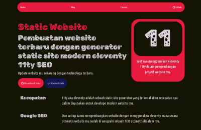 Free download and open source code Cool 11ty eleventy website blog themes template.