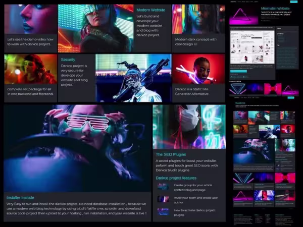 Darkco Dark website blog themes