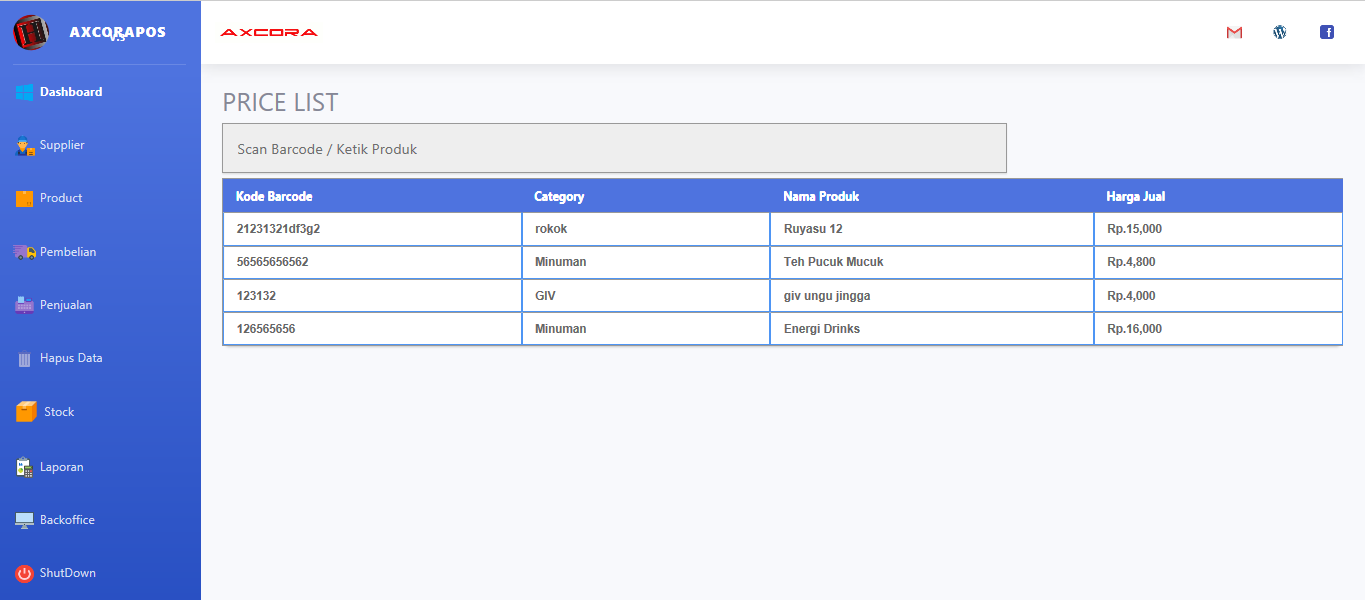 price list daftar harga aplikasi kasir ONLINE android iphone windos