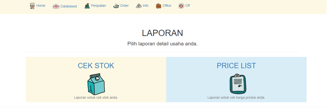 Laporan stok inventori Aplikasi restoran cafe android iphone