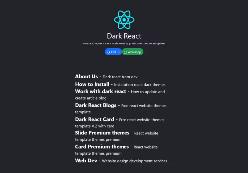 Dark react blog website themes template