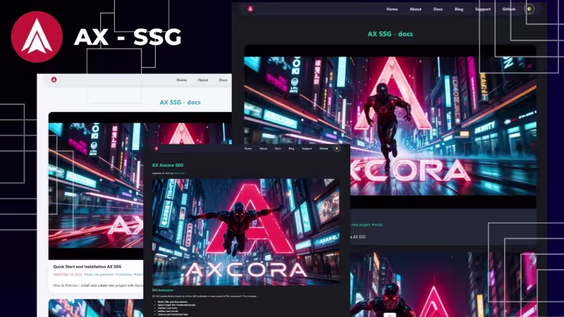 AX New Modern Static Site Generator - AX SSG by Axcora is the perfect solution for anyone looking to build a static site generator that is both fast and ultra-lightweight. Designed for simplicity, AX SSG does not require any node_modules, making setup instant and performance blazing fast.