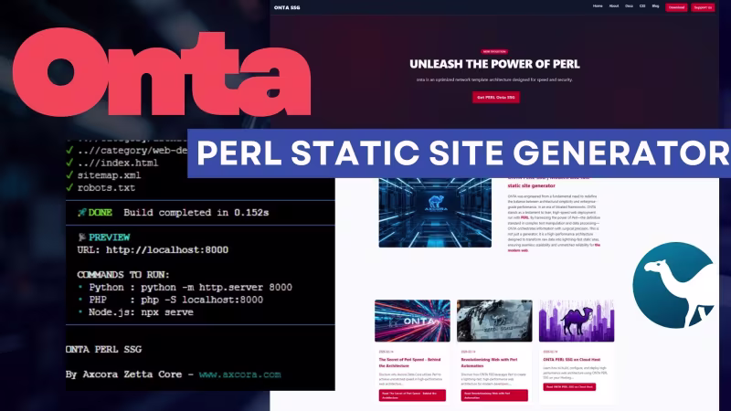 PERL Static Site Generator - ONTA is an optimized network template architecture designed for speed and security.