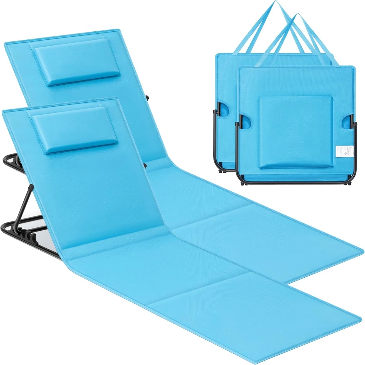 SONGMICS Set of 2 Folding Beach Sunloungers GCB251Q01