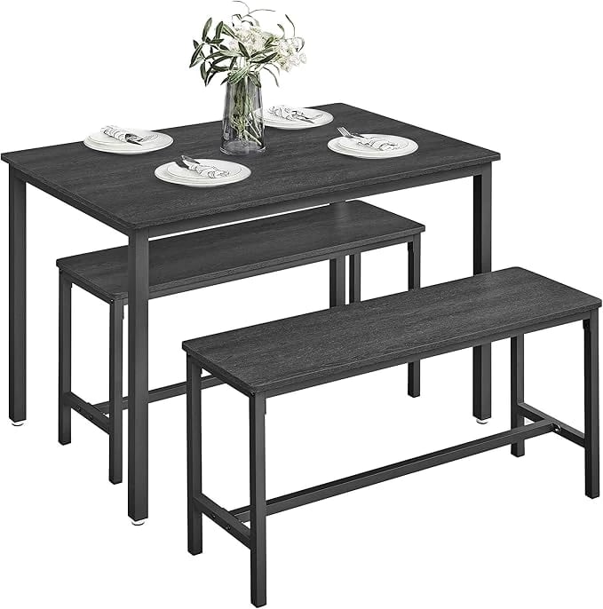 VASAGLE Dining Table with 2 Benches KDT070B21
