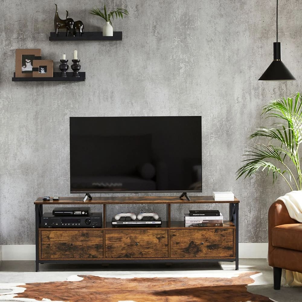 VASAGLE TV STAND "LTV301B01V2-1 VASAGLE Industrial Brown TV Stand with 3 Drawers